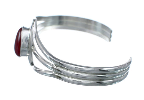 Genuine Sterling Silver Coral Native American Cuff Bracelet JX129740